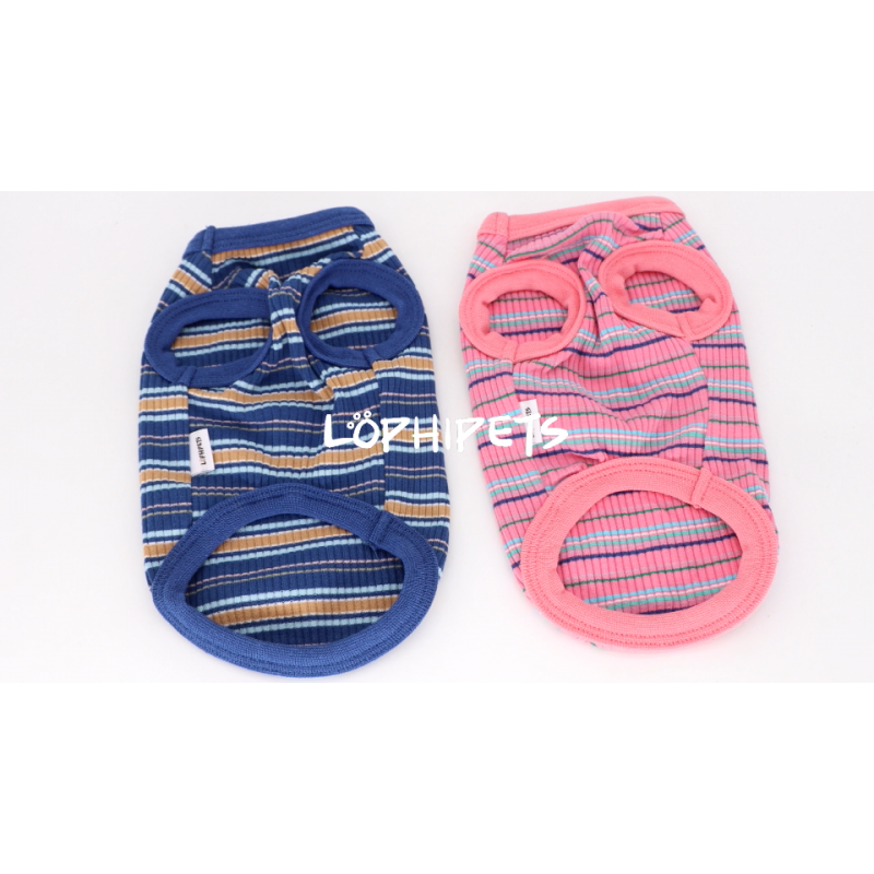 LOPHIPETS 작은 개를위한 100% 코튼 리브 개 셔츠 조끼 찻잔 치와와 Yorkie 강아지 옷 탱크 티-블루/XXS