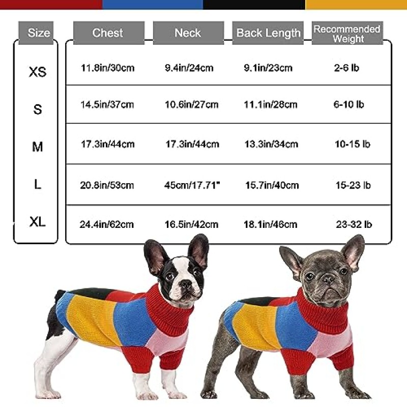 PUMYPOREITY 개 스웨터, 중형 개용 니트 개 스웨터, 소형 중형 개용 개 크리스마스 복장, 애완 동물 운동복, 치와와 용 개 겨울 의류, 프렌치 불독, 닥스 훈트, 레드, M