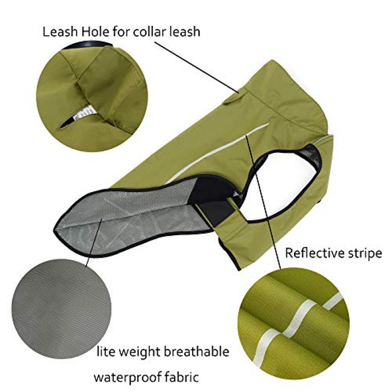 마일 하이 라이프 | 개 비옷 | 조정 가능한 방수 애완 동물 옷 | 반사 스트립이 있는 경량 레인 재킷 | 쉬운 폐쇄 단계, 라임 옐로우, XX-소형