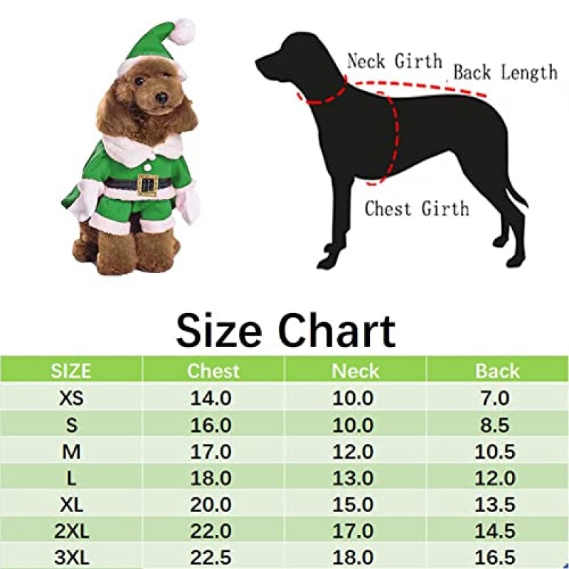 NACOCO 애완 동물 크리스마스 의상 모자와 개 정장 산타 클로스 정장 개 후드 고양이 크리스마스 의상 (녹색, XXXL)