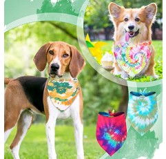 Silkfly 100 Pcs 개 고양이 Bandanas 대량 빨 수있는 삼각형 개 스카프 개 스카프 세트 작은 중형 대형 애완 동물 강아지 소녀 소년, 넥타이 염색 스타일 (대형)을위한 강아지 목도리