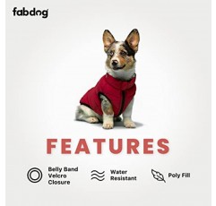 fabdog 개 코트 - 모든 품종을 위한 따뜻한 양면 개 재킷 | 개를 위한 편안한 패딩 코트는 이상적인 선물입니다 - 목 크기 20