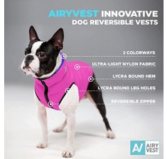 AiryVest 경량 양면 겨울 개 코트 - 따뜻한 개 재킷 - 방수 방풍 - 소형, 중형 및 대형견용 절연 개 재킷 - 편안한 개 복어 조끼 - M 40- 핑크 퍼플