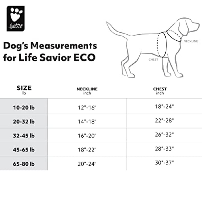 Hurtta ECO Life Savior, 반려견 구명 조끼, 피콕, 10-20lb