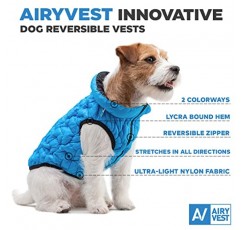 AiryVest 개 겨울 코트 UNI - 경량 양면 따뜻한 개 재킷 - 방수 방풍 퍼퍼 재킷 - 중형견, 소형견 및 대형견용 절연 개 코트 - 편안한 개 퍼퍼 조끼