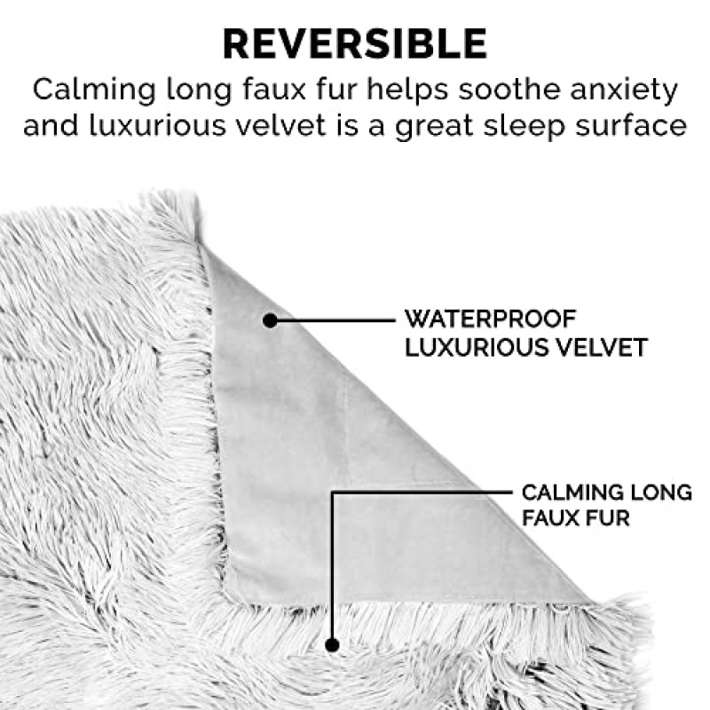 Furhaven 개 및 실내 고양이용 방수 던지기 담요, 세탁 가능 - 얽히고 설킨 플러시 진정 긴 인조 모피 및 벨벳 개 담요 - 미스트 그레이, 초대형/XL