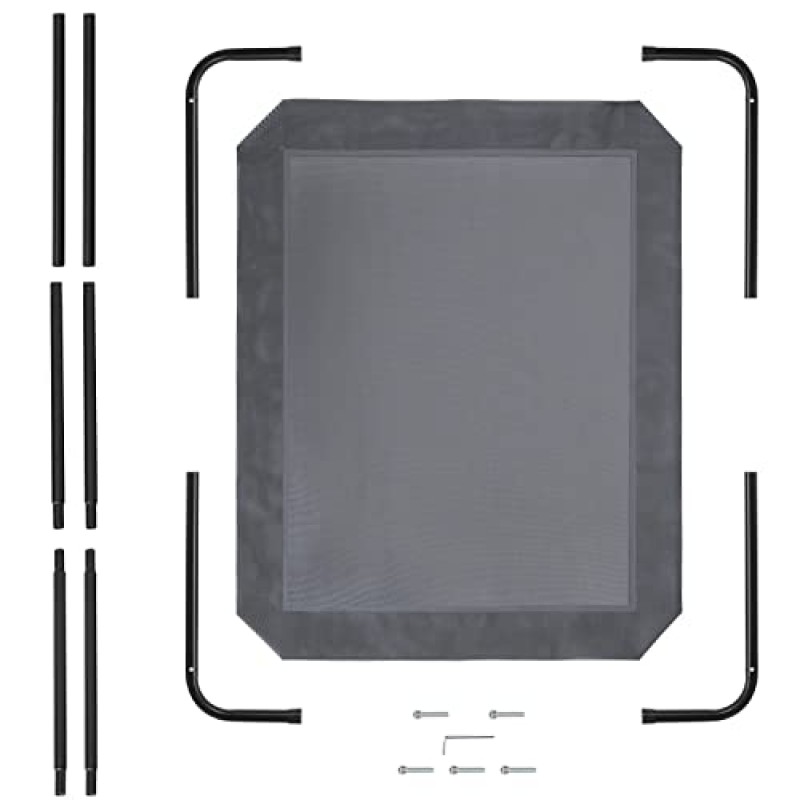 소형, 중형, 대형견 및 애완동물을 위한 Eterish 승강 침대, 내구성 있는 프레임과 메쉬가 있는 높은 침대, 실내 및 실외 사용을 위한 고무 발이 있는 개 침대, 검정색