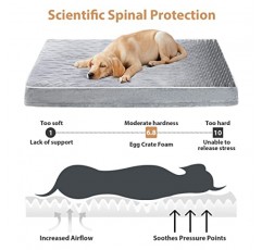 대형견용 WNPETHOME 정형외과용 개 침대, 탈착식 세척 가능 커버 및 미끄럼 방지 바닥이 있는 초대형 방수 개 침대, 계란 상자 폼 애완 동물 침대 매트, 다중 바늘 퀼팅 XL 개 상자 침대