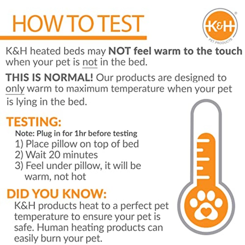 K&H Pet Products 애완동물 침대 워머, 모든 고양이 또는 개 침대를 가열된 고양이 또는 개 침대로 전환, 실내 고양이 및 개 침대 내부에 삽입할 수 있는 방수 가열 패드 - 회색 소형