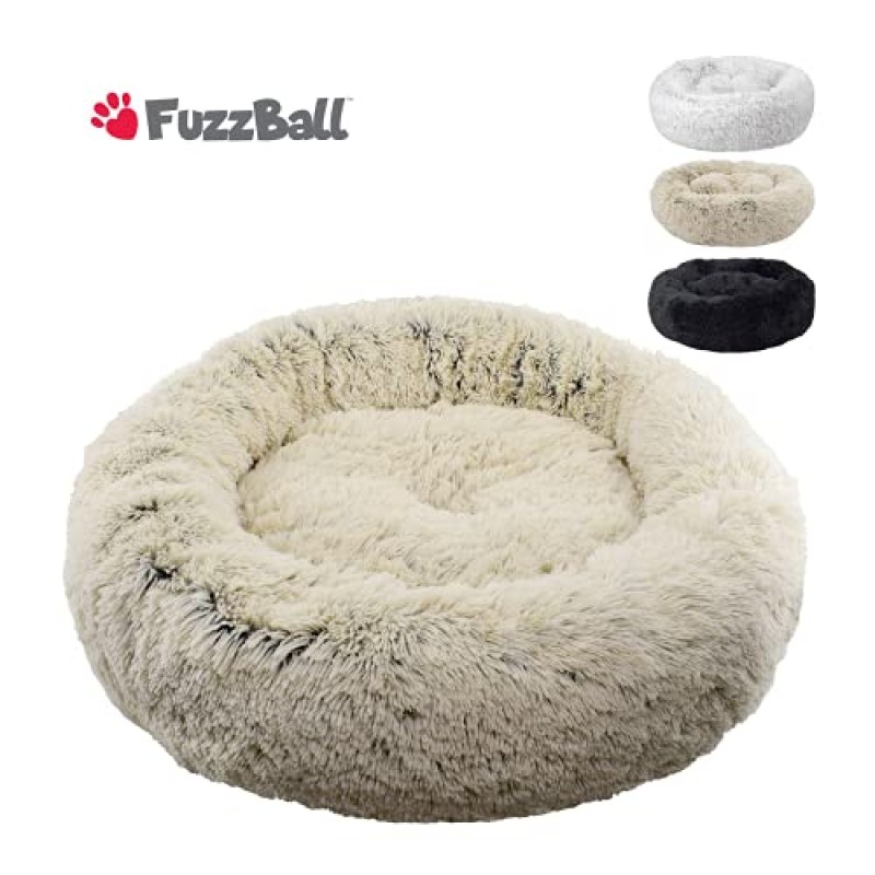 FuzzBall Fluffy Luxe 애완동물 침대, 차분한 도넛 껴안기 – 기계 세탁 가능, 방수 베이스, 미끄럼 방지(최대 25lbs의 소형 개 및 고양이용)