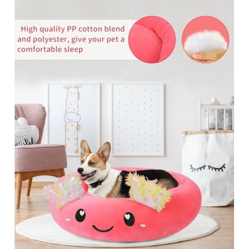 24 인치 개 애완 동물 침대 Axolotl, 개 침대 플러시 고양이 매트 중소형 개 강아지 키티에게 편안한 완전 패딩 침대