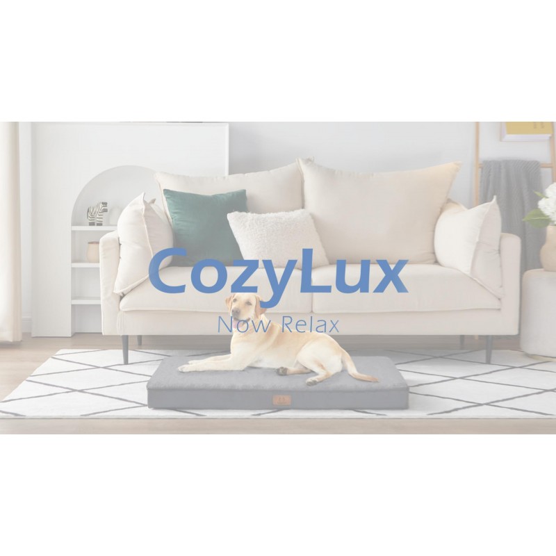 대형견용 CozyLux 개 침대 - 75파운드용 대형견 침대, 계란 상자 폼 고양이 침대 매트, 탈착식 세탁 가능 커버, 진한 회색 36 X 27 X 3인치