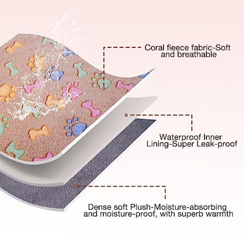 작은 개를위한 Ladadee 방수 개 담요, 1 팩 3 소녀 개를위한 빨 수있는 슈퍼 부드러운 강아지 담요, 개 고양이를위한 가역 양털 가구 보호 소파 담요
