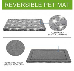 EMPSIGN 운송 상자 개 침대 매트 - 상자 패드 양면(시원하고 따뜻한), 기계 세척 가능한 개 운송 상자 매트, 애완 동물 수면 매트 소형~XXX-대형견용 운송 상자용 개집 침대 패드, 회색, 별 패턴