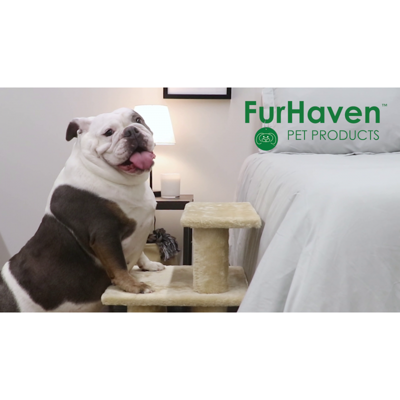 Furhaven Steady Paws 높은 침대 및 소파용 다단계 애완동물 계단 - 회색, 4단계