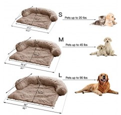 CHONGFA 진정 개 침대 이동식 세탁 가능 커버가 있는 가구 보호용 푹신한 플러시 매트 대형 중형 소형 개 및 고양이(대형(45x37x6), 연한 갈색)(CF3028)