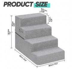 높은 침대 및 소파용 MOOACE 개 계단, 소형견용 개 계단 및 계단, 나이든 소형견을 위한 접이식 소프트 폼 미끄럼 방지 애완동물 계단 추가 세탁 가능 커버가 있는 고양이, 4단계