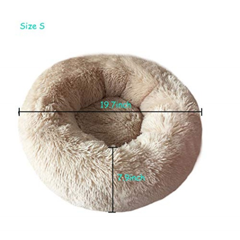 BODISEINT 고양이 또는 작은 개를 위한 현대적인 부드러운 플러시 라운드 애완 동물 침대, 미니 중형 개 고양이 침대 자체 온난화 가을 겨울 실내 스누즈 잠자는 아늑한 키티 테디 개집(20' D x 8' H, 샴페인)