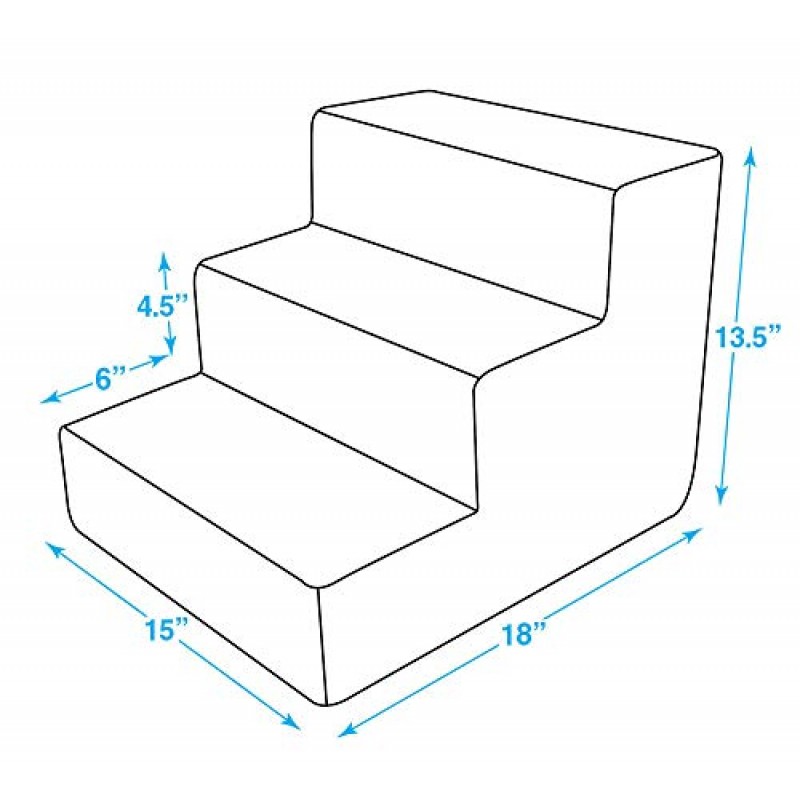 최고의 애완동물 용품 작은 개와 고양이를 위한 폼 애완동물 계단, 소파, 소파 및 높은 침대 오르기를 위한 휴대용 램프 계단, 미끄럼 방지 균형 실내 계단 지지대, 발 안전 - 램스울, 3단계(H: 13.5