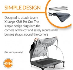 K&H Pet Products 애완동물 침대 그늘 캐노피(높은 외부 개 침대용), 개 태양 우산 캐노피(개 침대 별도 판매), 회색 X-대형 32 X 50인치