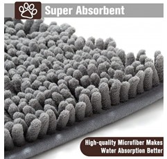 더러운 것을 위한 PUPTECK 개 도어 매트 - 60 x 30인치 초흡수성 극세사, 미끄럼 방지 뒷면, 게리 도어 매트