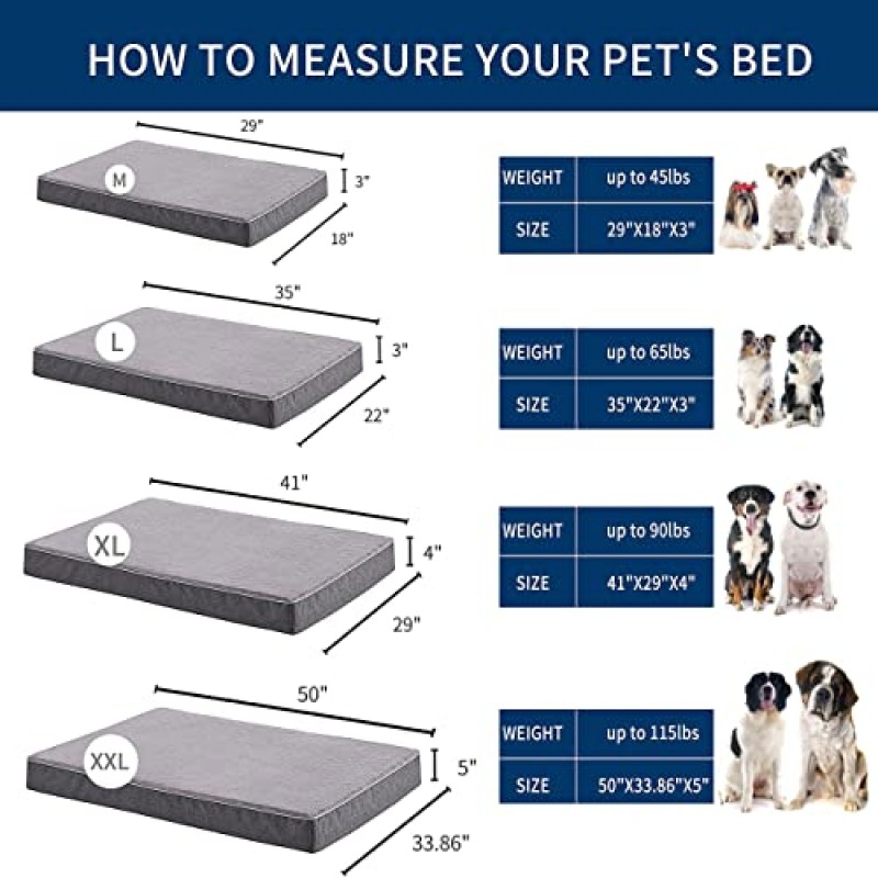 중형견용 URGVANZ 애완견 침대, 29인치 정형외과용 개침대 플러시 탈착식 커버가 있는 세척 ​​가능한 개 침대, 냉각 메모리 폼이 있는 상자용 개 침대, 방수 라이닝