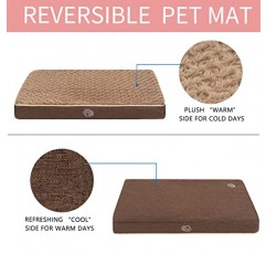 EMPSIGN 개 상자 패드 매트, 탈착식 세척 가능 커버가 있는 개집 방수 개 침대, 개 케이지용 애완 동물 상자 패드 양면 가능(시원하고 따뜻한), 소형~XX대형 개용 수면 매트리스 브라운