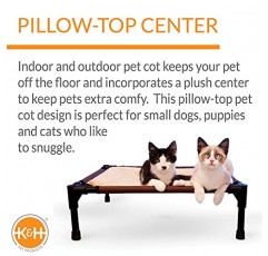 K&H Pet Products 편안한 애완 동물 침대 높은 고양이 및 개 침대 침대, 미끄럼 방지 고무 발, 휴대용 개 또는 고양이 해먹 침대 - 초콜릿/황갈색, 소형 17 X 22 X 7 인치