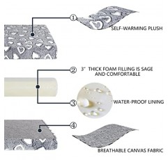 VANKEAN 개 상자 매트 양면으로 사용할 수 있는 시원하고 따뜻하며 세련된 개 침대(방수 내부 라이닝 및 탈착식 기계 세탁 가능 커버 포함), 소형에서 XX대형 개를 위한 견고한 지지형 개 패드, 회색