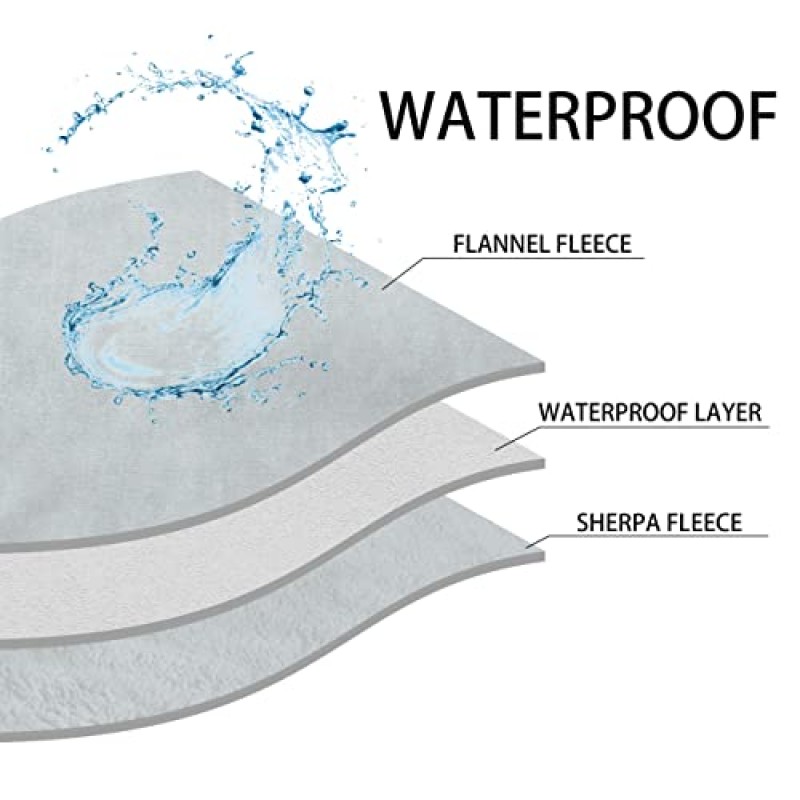 침대용 PETHUR 방수 개 담요, 대형 개용 셰르파 양털 개 담요, 침대 소파 소파 용 애완 동물 담요, 셰르파 양털 가역 가구 보호대, 밝은 회색, XL