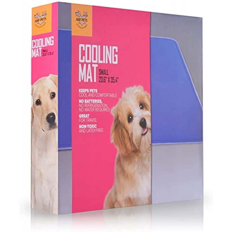 Arf Pets 개 냉각 매트 개집, 상자, 침대용 23인치 x 35인치 패드, 무독성, 내구성이 뛰어난 고체 자체 냉각 젤 냉장 또는 전기 필요 없음