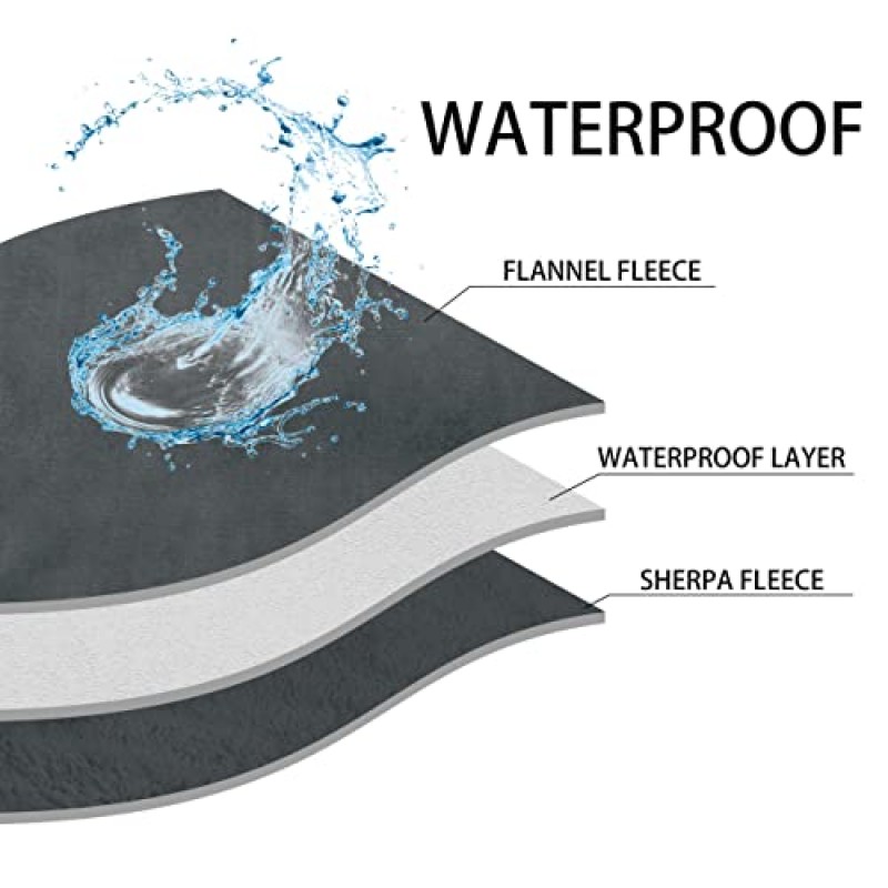침대용 PETHUR 방수 개 담요, 대형 개용 셰르파 양털 개 담요, 침대 소파 소파용 애완 동물 담요, 셰르파 양털 가역 가구 보호대, 짙은 회색, XL