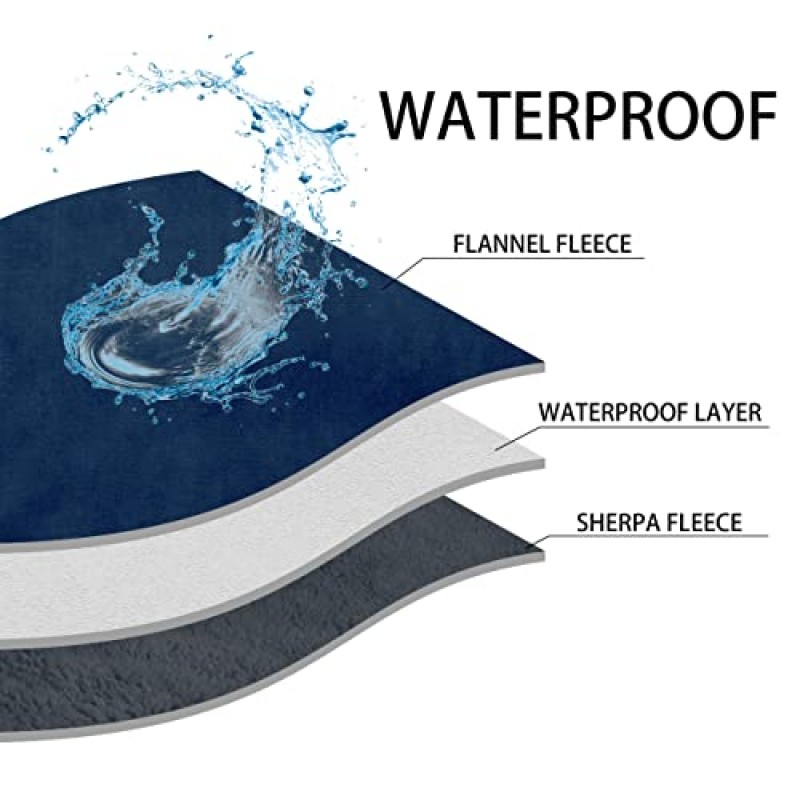 작은 개를 위한 PETHUR 방수 개 담요, 소파 보호를 위한 작은 고양이 담요, 셰르파 양털 강아지 담요 양면, 블루 그레이, S