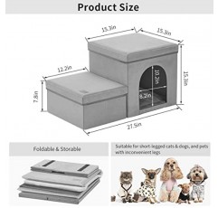 콘도가 있는 LEMONDA 접이식 개 계단, 높은 침대 소파 및 창 농어용 장난감 보관 상자가 있는 접이식 개 계단, 고양이 개용 애완동물 보관 스테퍼 및 안전 사다리(회색)