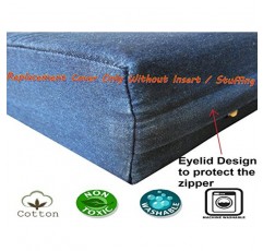 Dogbed4less 41X27X4 인치 대형 내구성 블루 컬러 데님 진 코튼 개 애완 동물 침대 외부 지퍼 커버 - 교체 커버 전용