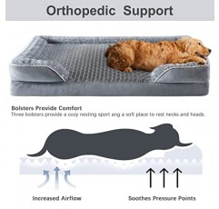 대형견용 LNSSFFER 개 침대, 방수 개 침대, 방수 안감 및 미끄럼 방지 바닥이 있는 세척 ​​가능한 개 침대, 애완동물 수면용 정형외과용 계란 폼 소파 개 침대, 대형견용 개 침대