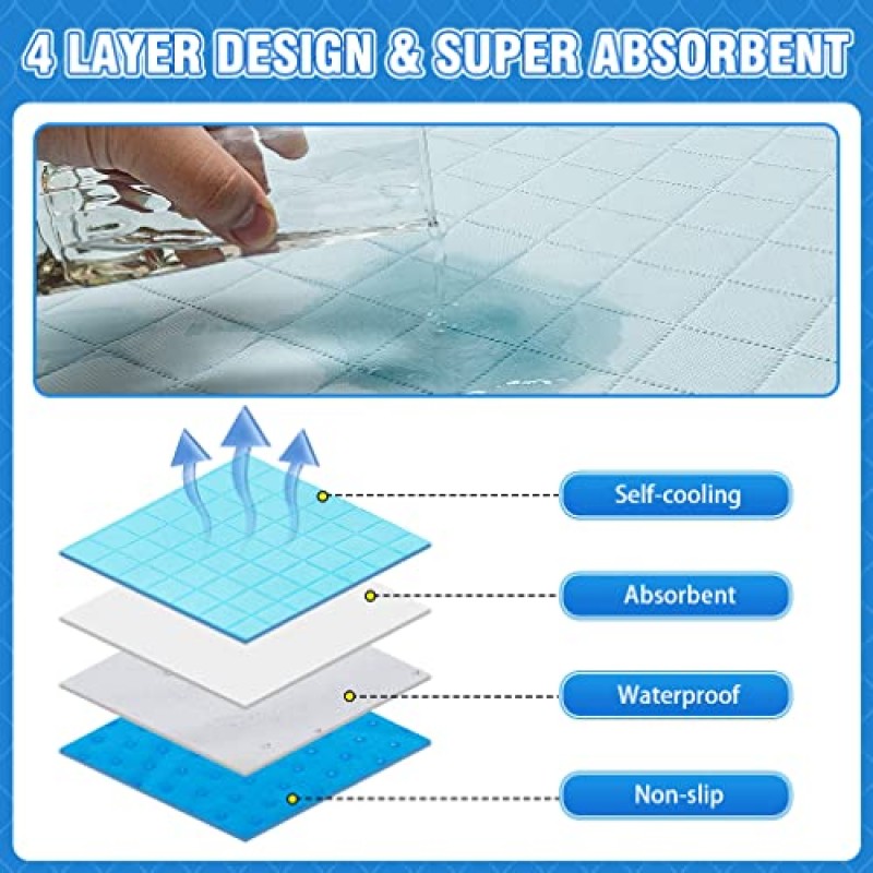 KOOLTAIL 개 여름용 자체 냉각 매트 - 애완 동물 수면 담요 패드 개집 재사용 가능한 빨 수있는 방수 통기성 개 오줌 패드, 상자 자동차 놀이터 용 간편한 운반 매트, 녹색 XL