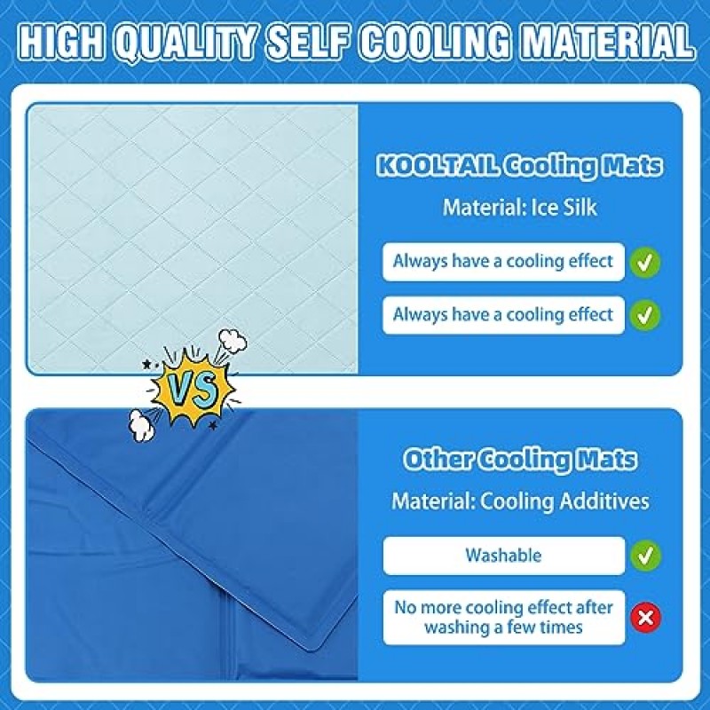 KOOLTAIL 개 여름용 자체 냉각 매트 - 애완 동물 수면 담요 패드 개집 재사용 가능한 빨 수있는 방수 통기성 개 오줌 패드, 상자 자동차 놀이터 용 간편한 운반 매트, 녹색 XL