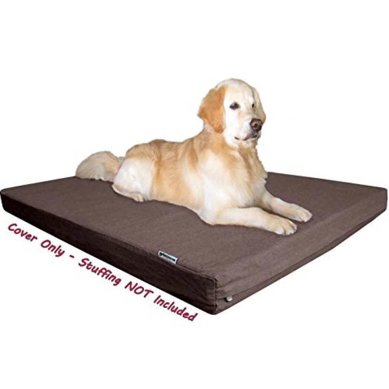 Dogbed4less 55X47X4 인치 헤비 듀티 브라운 컬러 데님 진 개 애완 동물 침대 외부 지퍼 커버 - 교체 커버 전용