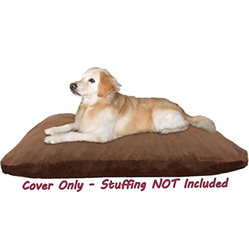 Dogbed4less 55X47X4 인치 헤비 듀티 브라운 컬러 데님 진 개 애완 동물 침대 외부 지퍼 커버 - 교체 커버 전용