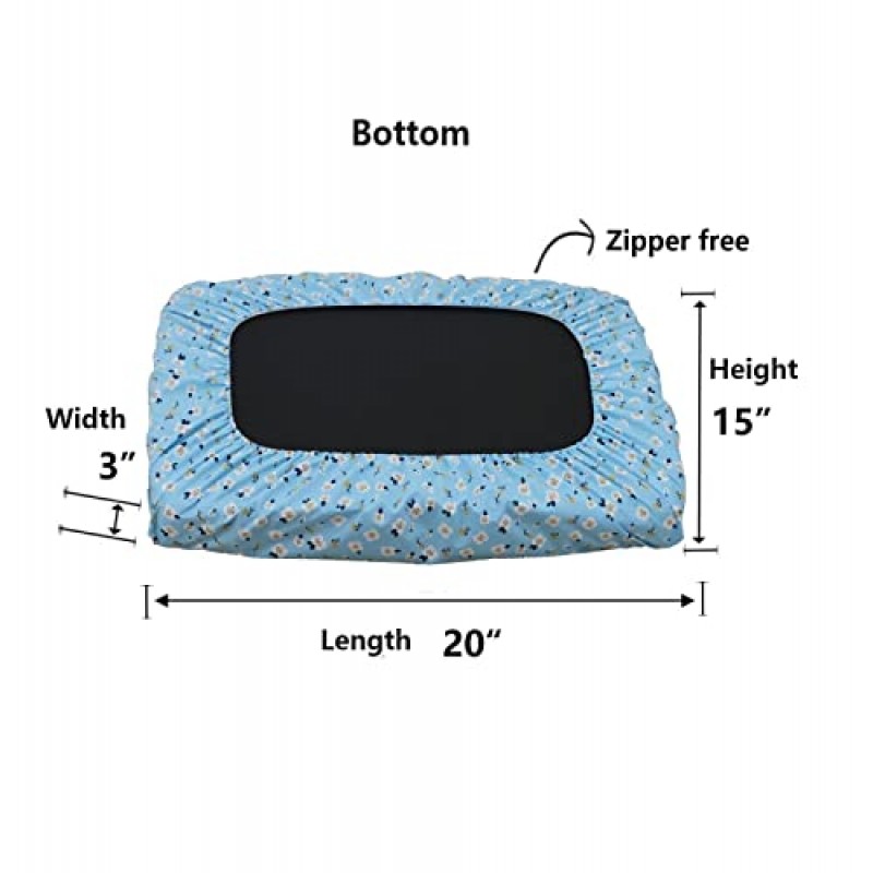 EechicSpace 빨 수있는 개 침대 장착 시트 커버 방수 탄성 플라스틱 라이너 베개 매트리스 보호대 20x15 인치