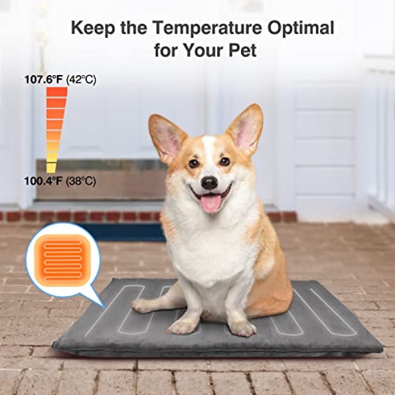 고양이를 위한 야외 난방 패드, 이탄 가열 패드 자동 온도 100.4°F~107.6°F, 임신한 새로 태어난 길 잃은 야생 고양이 강아지 개를 위한 부드러운 안전 전기 담요 침대 매트, L: 27