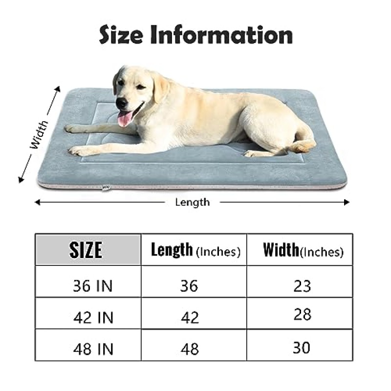 JoicyCo 대형 개 침대 상자 패드 매트 42인치 세척 가능 미끄럼 방지 바닥 애완 동물 침대 고양이 침대 매트리스 개집 패드