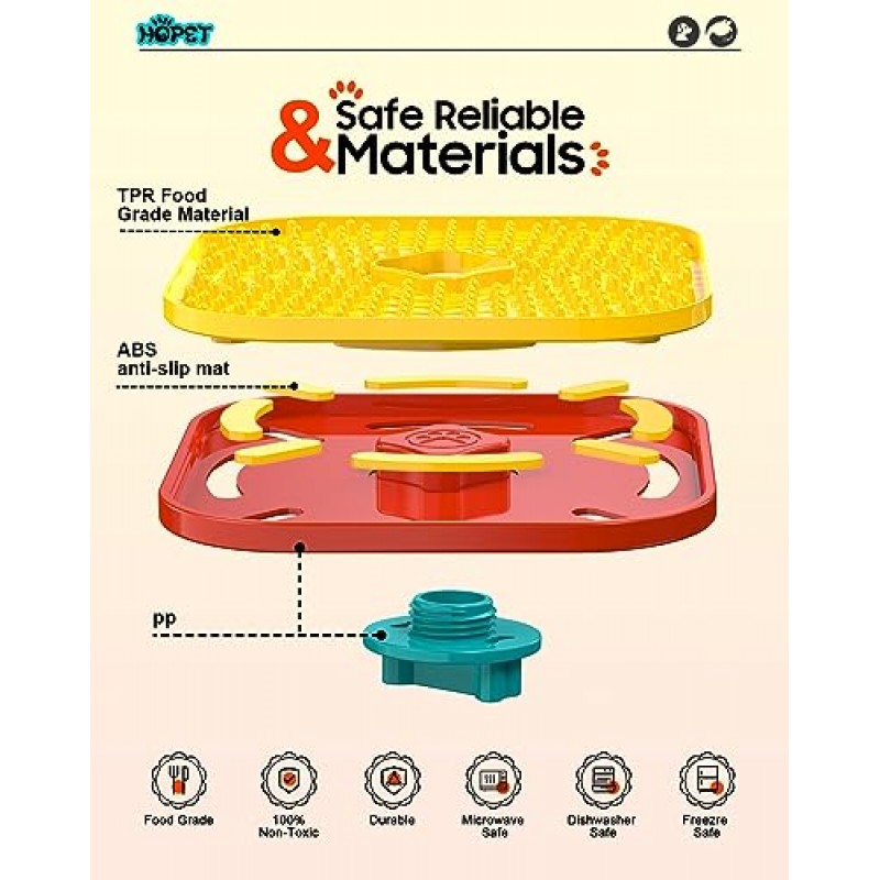 흡입 컵이 있는 개 및 고양이용 HOPET 핥기 매트, 지루함 감소기를 위한 개 땅콩 버터 다기능 핥기 패드, 목욕 손질에 적합