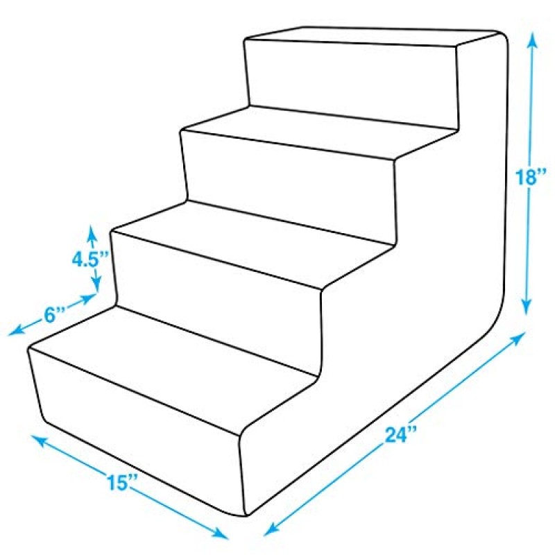 최고의 애완동물 용품 작은 개와 고양이를 위한 폼 애완동물 계단, 소파, 소파 및 높은 침대 오르기를 위한 휴대용 램프 계단, 미끄럼 방지 균형 계단 지지대, 발 안전 - 짙은 회색 리넨, 4단계(H: 18