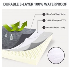 정형외과 개 침대 방수 디럭스 플러시 개 침대(탈착식 세척 가능 커버 포함) 미끄럼 방지 바닥 애완 동물 슬리핑 매트리스(대형, 중형, 점보, 소형견, 47 x 29 인치, 회색)