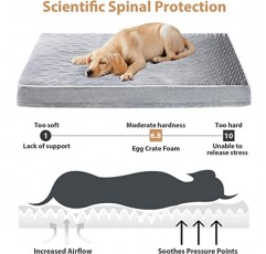 대형견용 WNPETHOME 정형외과용 개 침대, 탈착식 세척 가능 커버 및 미끄럼 방지 바닥이 있는 초대형 방수 개 침대, 계란 상자 폼 애완 동물 침대 매트, 다중 바늘 퀼팅 XXXL 개 침대
