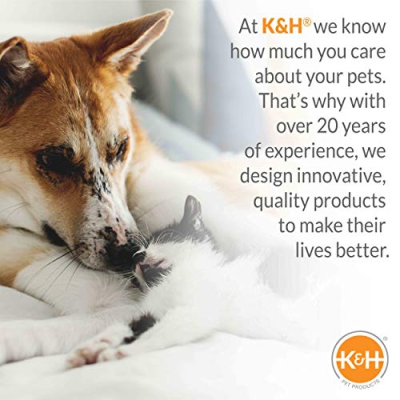 K&H Pet Products 아늑한 유아용 침대 높은 애완동물 침대, 개와 고양이용 접시 의자, 기계 세탁 가능, 회색, 중간 24인치