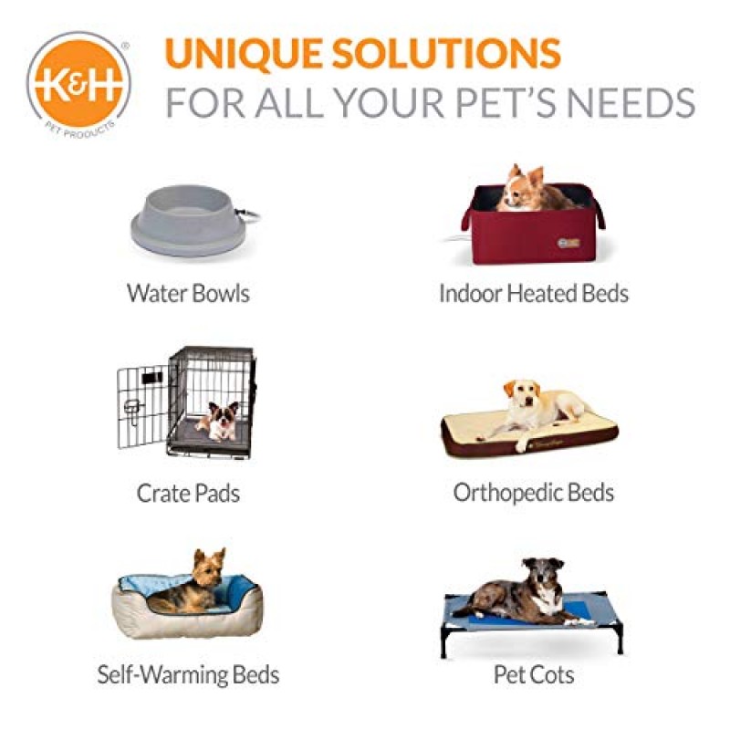 K&H Pet Products 아늑한 유아용 침대 높은 애완동물 침대, 개와 고양이용 접시 의자, 기계 세탁 가능, 회색, 중간 24인치