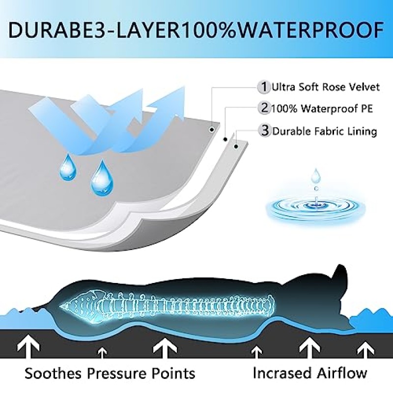 대형견용 개 침대 매트 - 정형외과용 개 애완동물 침대 두꺼운 달걀 거품 상자, 탈착식 세탁 가능 커버, 미끄럼 방지 바닥 내구성 개 상자 침대 매트(밝은 회색, XXXL(54'x42'x4'))
